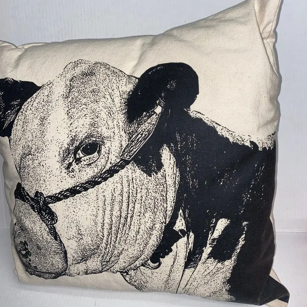 Eric & Christopher: Large Cow #3 Cotton Canvas Pillow 18
